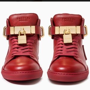 BUSCEMI 100MM HI-TOP RED LEATHER SNEAKERS size 9
